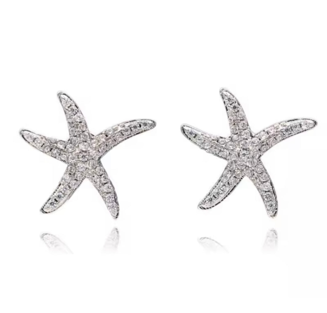 Silver starfish earrings