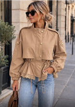 Load image into Gallery viewer, Safari Style Jacket With Lace Back Panel - Beige
