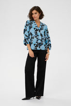 Load image into Gallery viewer, Kasasia Floral Print Blouse - Blue/Black
