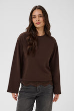 Load image into Gallery viewer, KAFFE Kasophie Sweatshirt with Lace Hem - Coffee Bean

