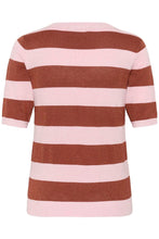 Load image into Gallery viewer, KAFFE Karegina Lurex Striped Top - Henna/Pink
