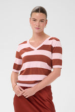 Load image into Gallery viewer, KAFFE Karegina Lurex Striped Top - Henna/Pink

