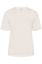 Load image into Gallery viewer, KAFFE Karosie T-Shirt with 3d Flowers - Chalk
