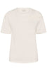 KAFFE Karosie T-Shirt with 3d Flowers - Chalk