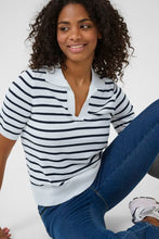 Load image into Gallery viewer, KAFFE Kalizzy Stripe Polo Top - Navy/White
