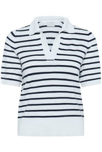 Load image into Gallery viewer, KAFFE Kalizzy Stripe Polo Top - Navy/White

