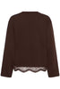 KAFFE Kasophie Sweatshirt with Lace Hem - Coffee Bean