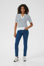 Load image into Gallery viewer, KAFFE Kalizzy Stripe Polo Top - Navy/White
