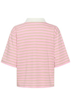 Load image into Gallery viewer, Kamiala Striped Polo Top - PinkFrosting/Feather Grey
