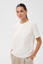 Load image into Gallery viewer, KAFFE Karosie T-Shirt with 3d Flowers - Chalk
