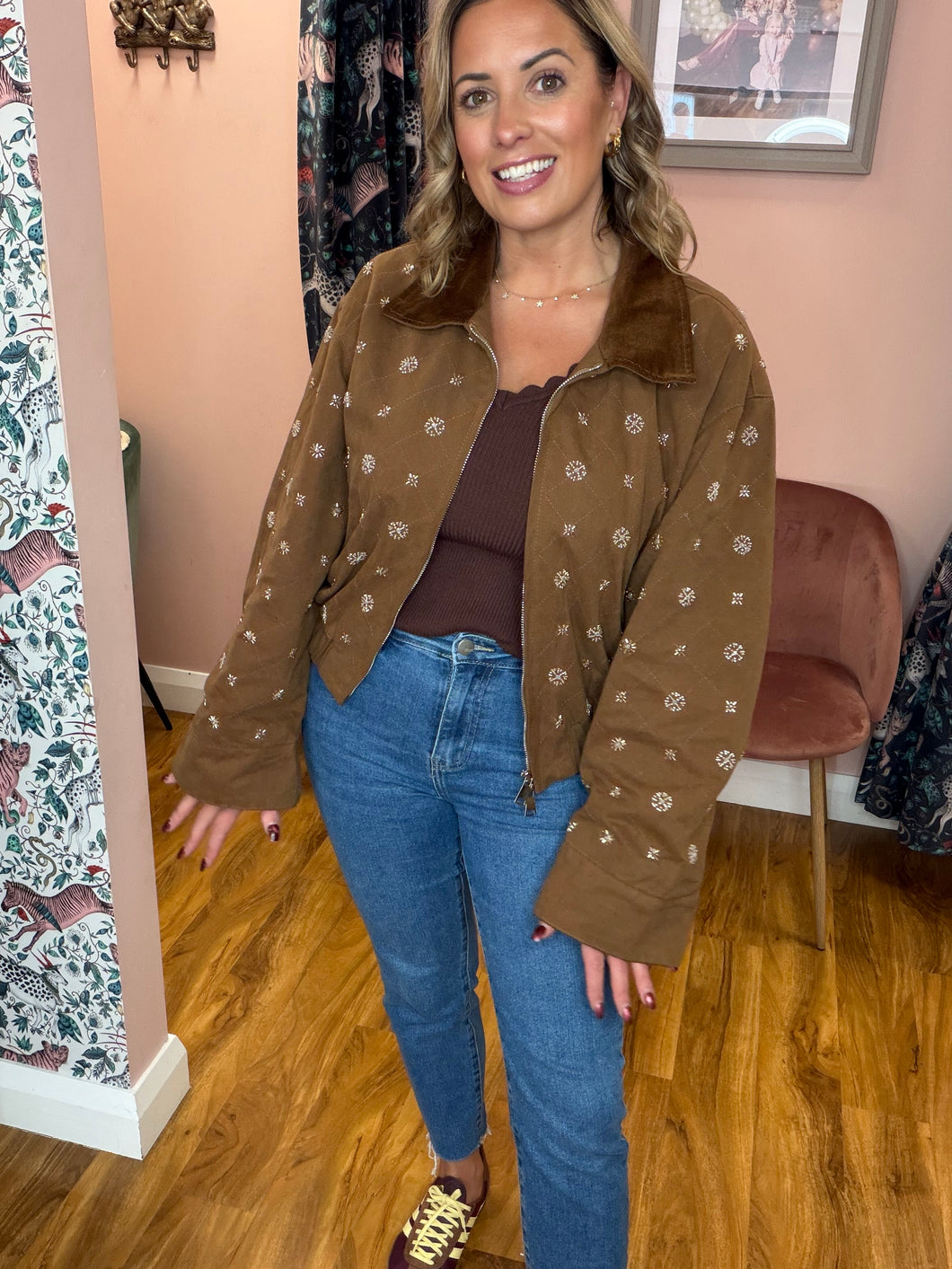 Embellished Bomber Style Jacket