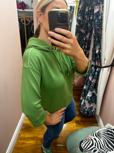Hooded Sweatshirt with Chain Detail - Avocado