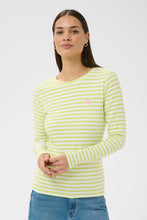 Load image into Gallery viewer, KAFFE Kaliddy Striped Top - Lime/Chalk

