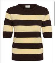 Load image into Gallery viewer, KAFFE Kalizza Wide Striped Knit Top - Lemon/Coffee Bean
