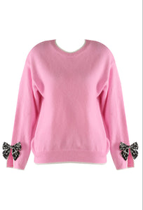 Pink Jumper with Leopard Bows