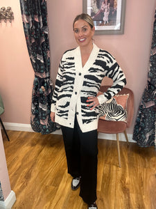 Kasandra Tiger Cardigan- Turtledove/Black