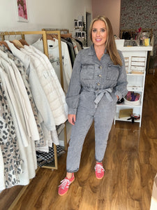Grey Denim Jumpsuit