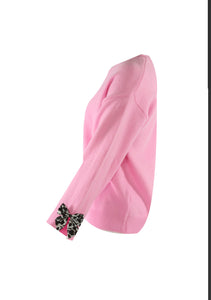Pink Jumper with Leopard Bows