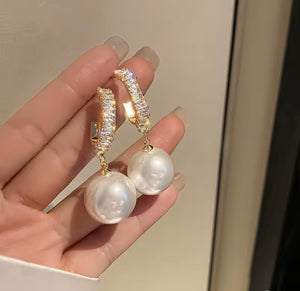 Large Imitation Pearl Glam Earrings