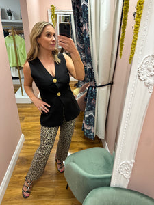 Black Waistcoat With Decorative Gold Buttons
