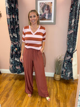 Load image into Gallery viewer, KAFFE Karegina Lurex Striped Top - Henna/Pink
