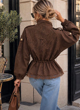 Load image into Gallery viewer, Safari Style Jacket With Lace Back Panel - Brown
