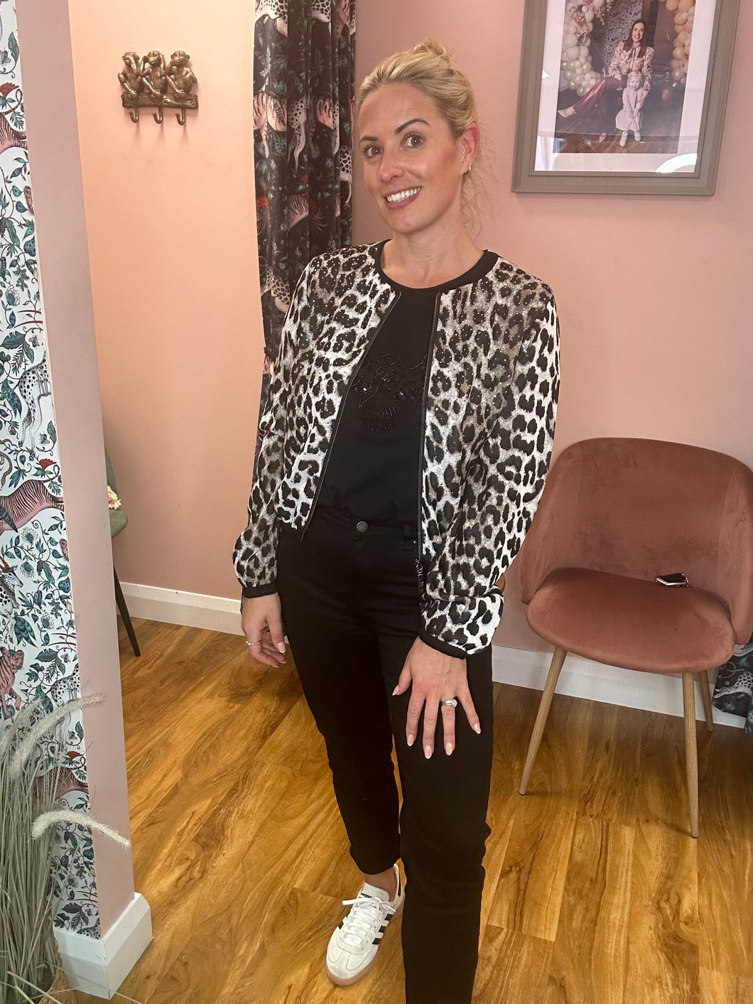 Embellished Leopard Knitted Jacket