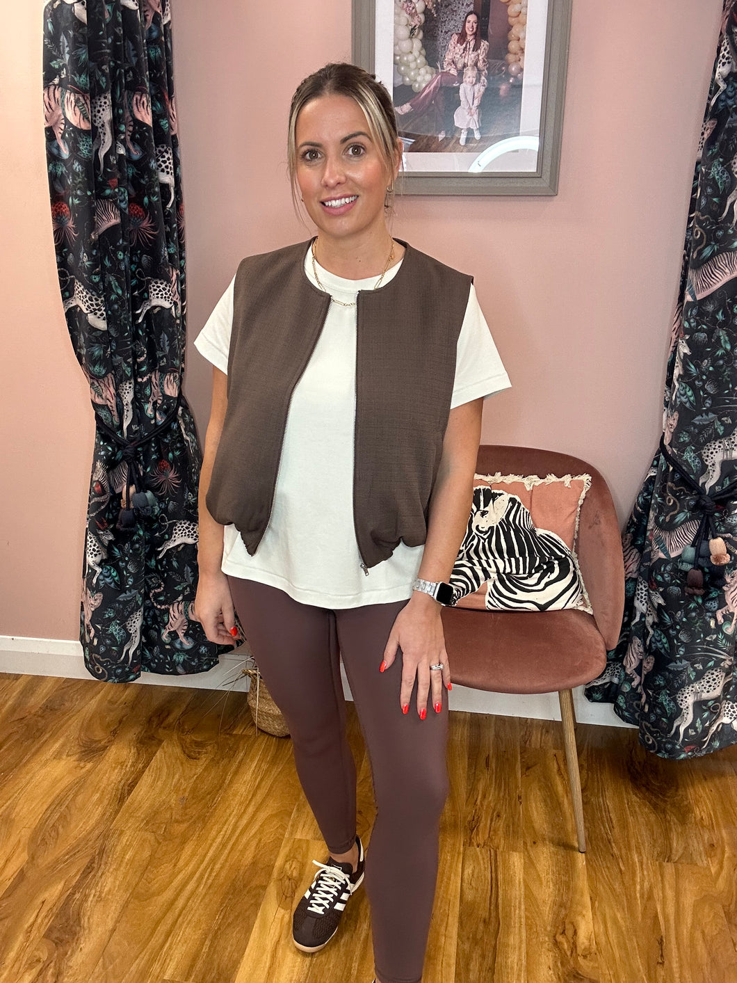 PCfaleah Zipped Waistcoat - Brown