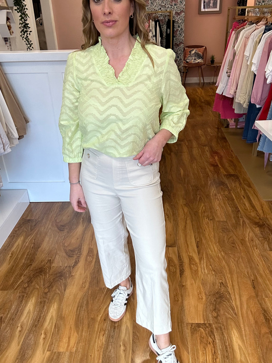 Stylish Culotte With Button Feature in Ecru