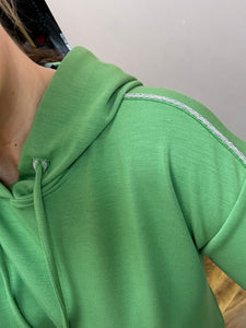 Hooded Sweatshirt with Chain Detail - Avocado