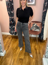 Load image into Gallery viewer, Nina Flare Jean with Buttons - Grey
