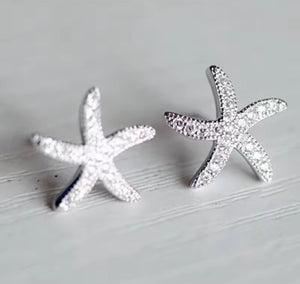 Silver starfish earrings