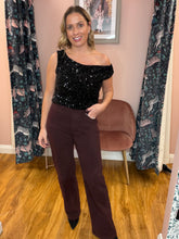 Load image into Gallery viewer, Sequins One Shoulder Top - Black
