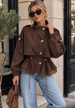 Load image into Gallery viewer, Safari Style Jacket With Lace Back Panel - Brown

