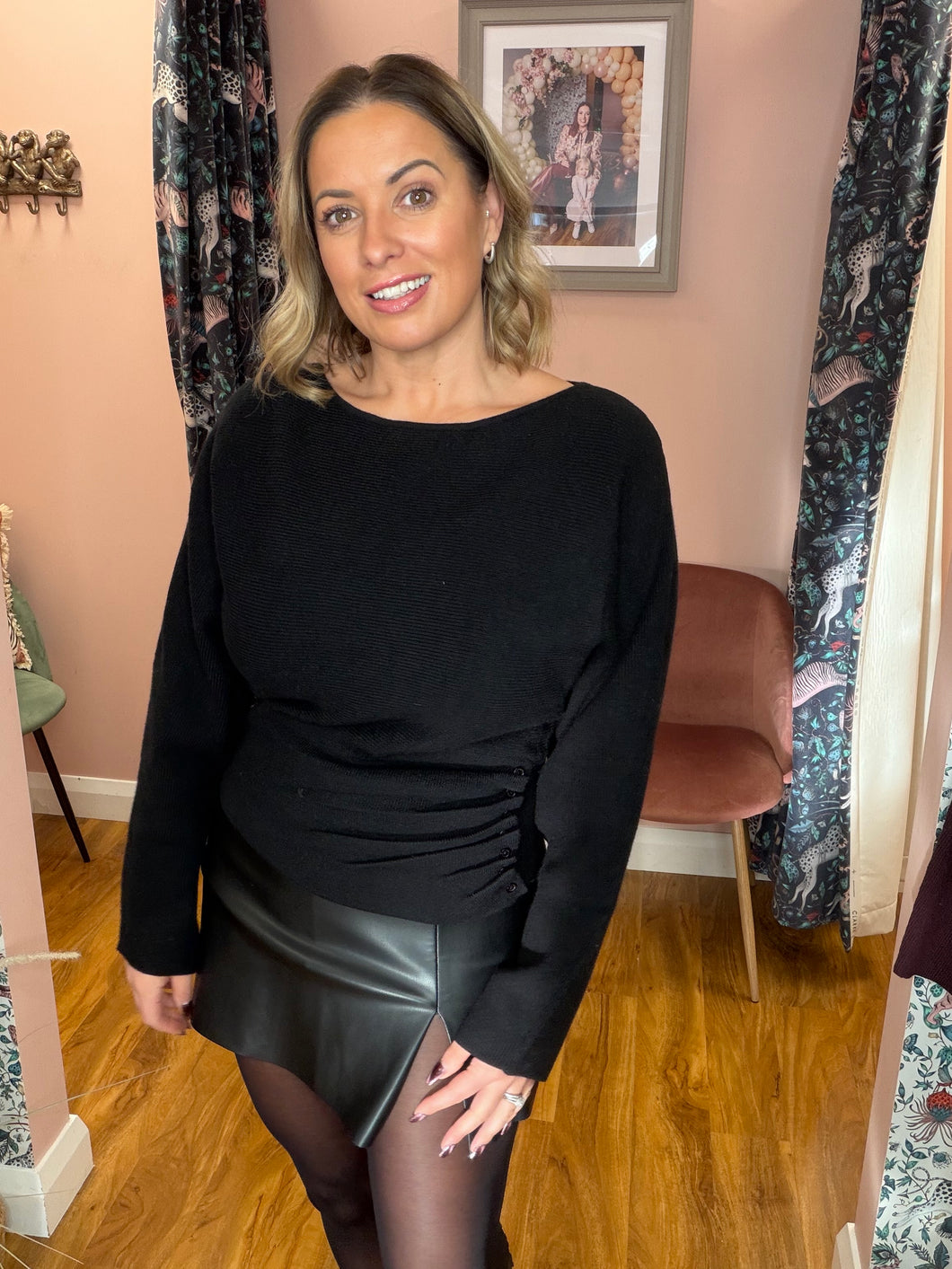 Boat Neck Soft Knit - Black