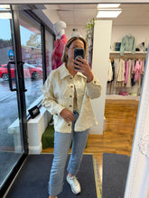 Load image into Gallery viewer, Denim Overshirt  With Leaf Embroidery - Ecru
