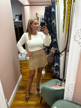 Load image into Gallery viewer, Camel Skirt With Gold Button Detail
