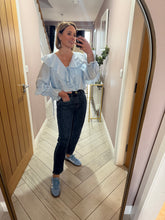 Load image into Gallery viewer, Ruffled Blouse With Bubble Hem - Blue
