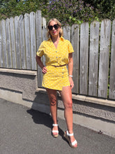 Load image into Gallery viewer, Polka Dot Cropped Denim Shirt - Yellow
