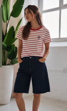 Load image into Gallery viewer, O&amp;F Bow Embroidered Breton- Red
