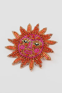 Sun Face Beaded Brooch