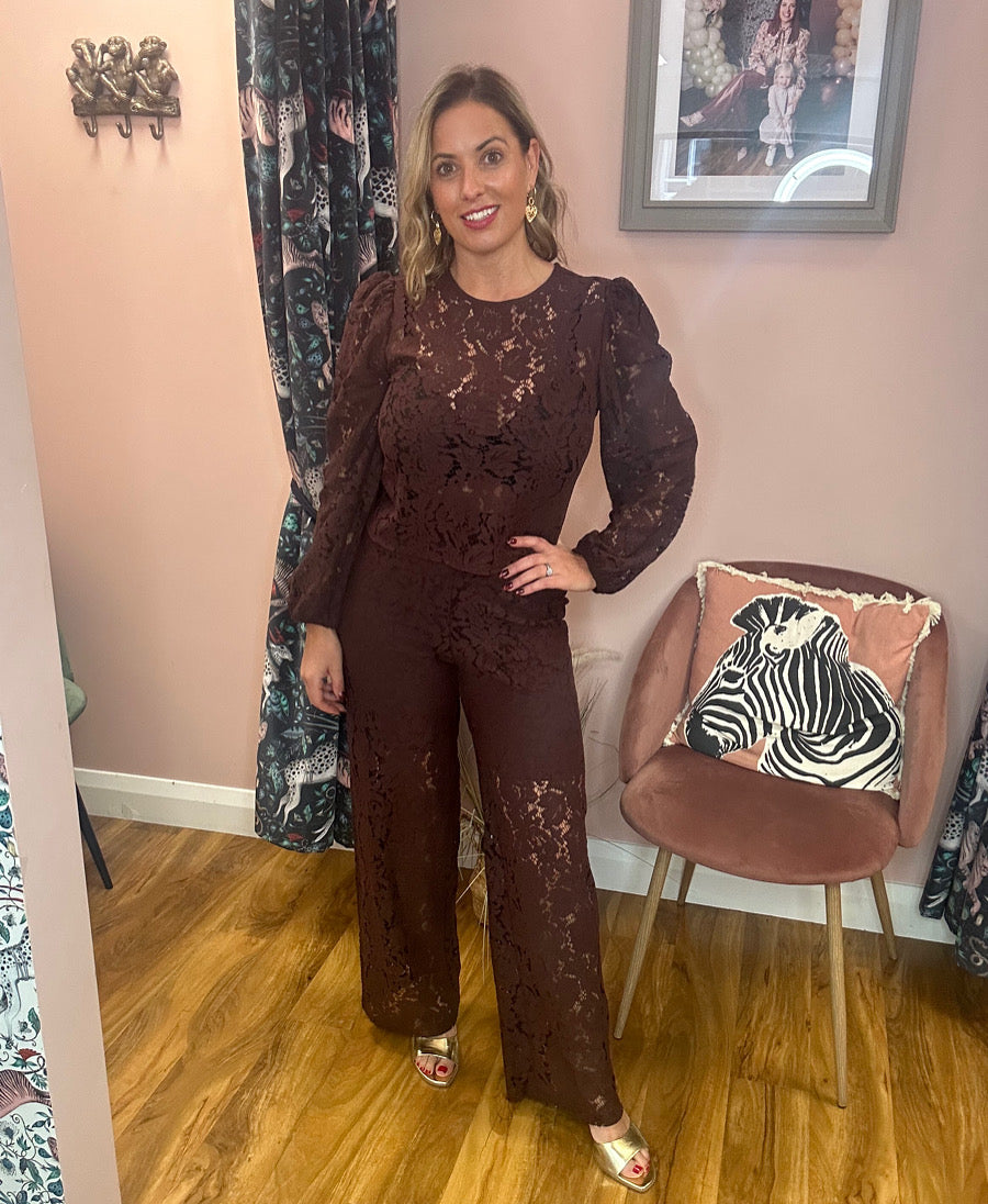 KaNomi Lace Blouse - Fudge