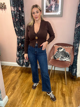 Load image into Gallery viewer, Officer Style 7/8 Jeans with Gold Buttons  - Blue Denim

