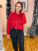 Load image into Gallery viewer, Cardigan With Neck Tie Detail - Red
