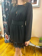 Load image into Gallery viewer, Goa Goa Gio Black Dress with Feather Trim

