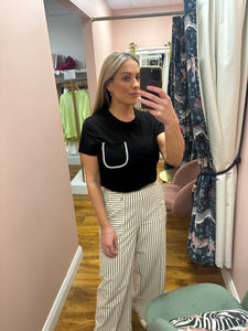 Gigia T-Shirt in Black  With Embellished Pocket