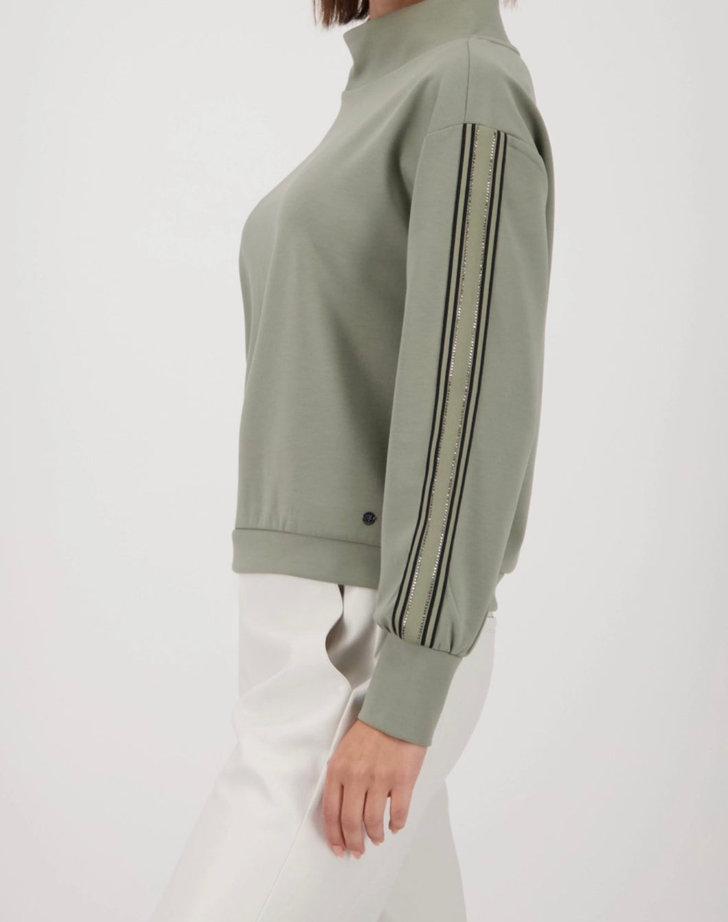 Sweatshirt With Sports Band - Sage