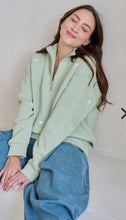 Load image into Gallery viewer, Heart embroidered Half Zip - Sage
