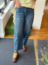 Load image into Gallery viewer, Toxik Studded Barrel Leg Jean With Seams - Dark Denim

