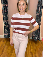 Load image into Gallery viewer, KAFFE Kalizza Striped Knit Top - Henna/Pink
